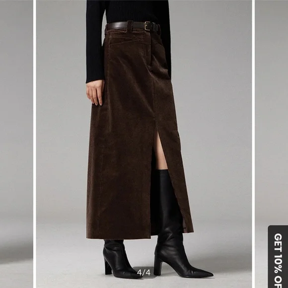 Commense Corduroy Maxi Skirt. Size Large. Brown. NWT - Picture 3 of 3